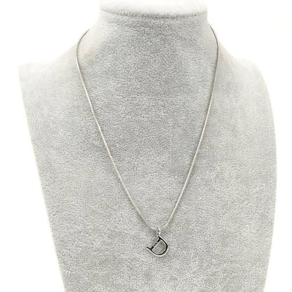 Dior Christian D Logo Necklace Silver Plated