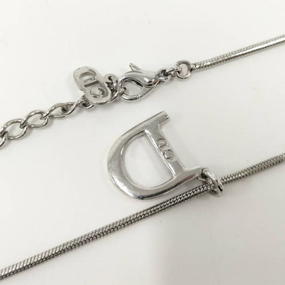 Dior Christian D Logo Necklace Silver Plated