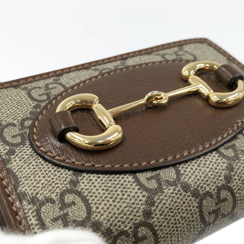 Gucci Horsebit Bifold Wallet Leather Beige Brown
