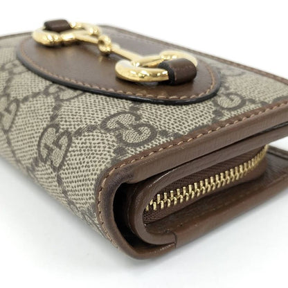 Gucci Horsebit Bifold Wallet Leather Beige Brown