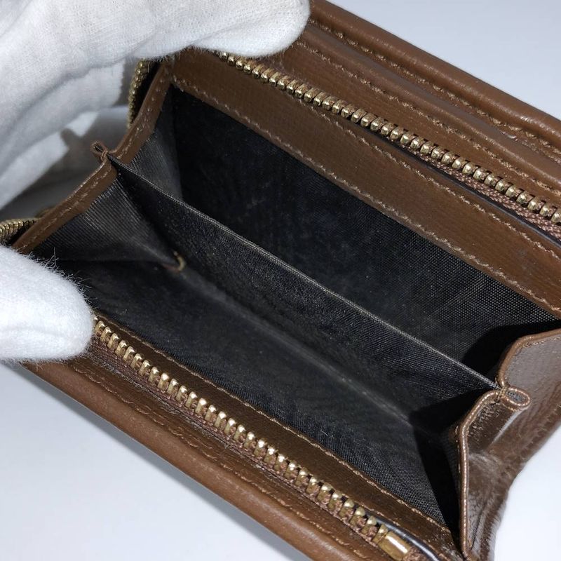 Gucci Horsebit Bifold Wallet Leather Beige Brown