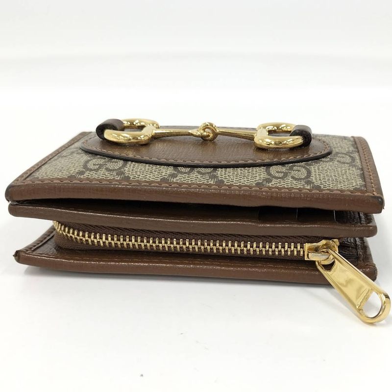 Gucci Horsebit Bifold Wallet Leather Beige Brown