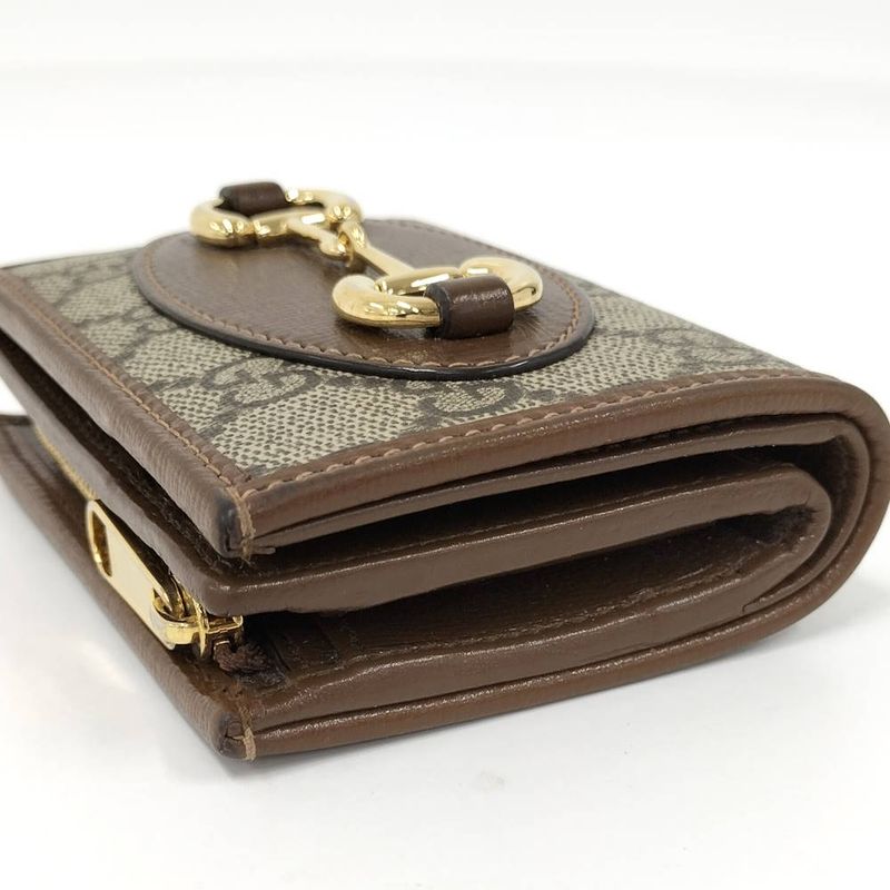 Gucci Horsebit Bifold Wallet Leather Beige Brown