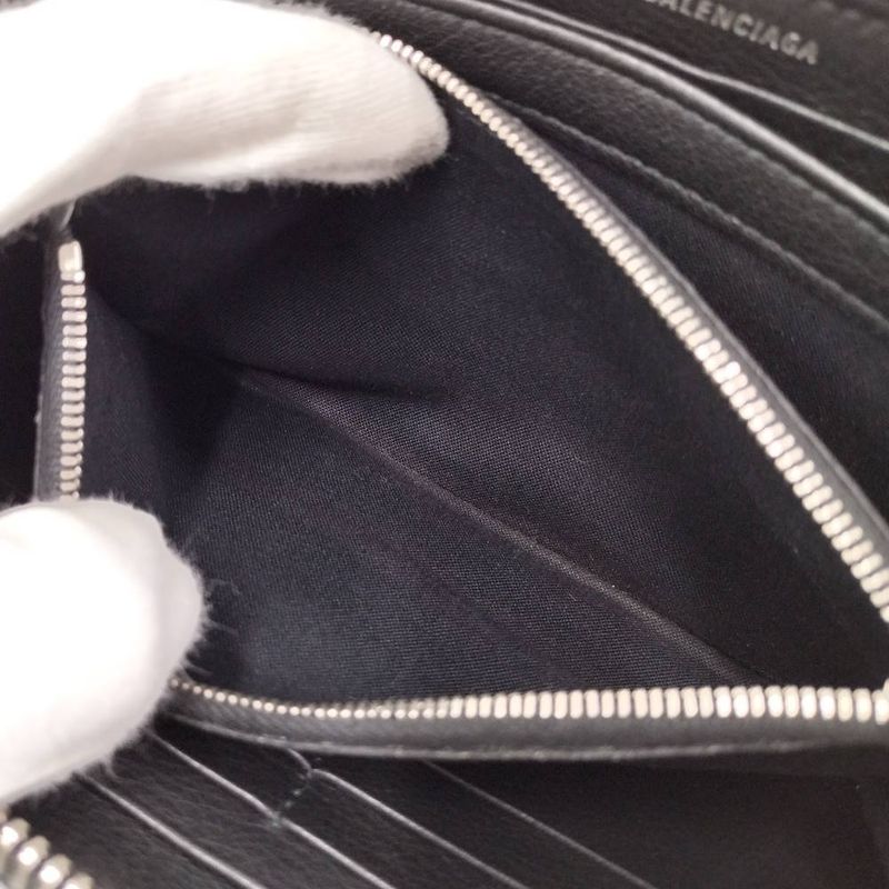 Balenciaga Paper Continental Wallet Zip Around Leather Black