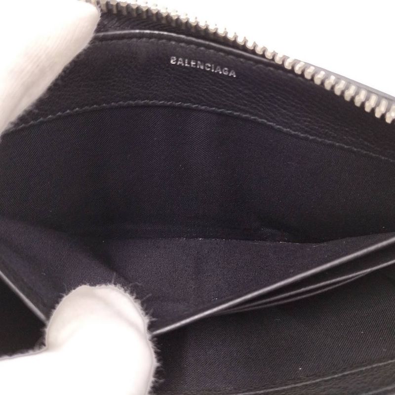 Balenciaga Paper Continental Wallet Zip Around Leather Black