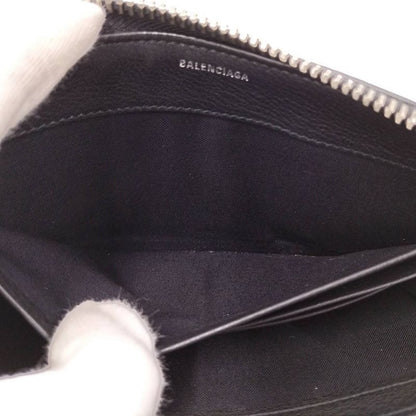 Balenciaga Paper Continental Wallet Zip Around Leather Black