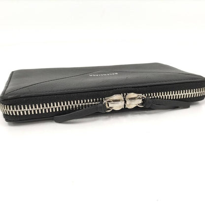 Balenciaga Paper Continental Wallet Zip Around Leather Black