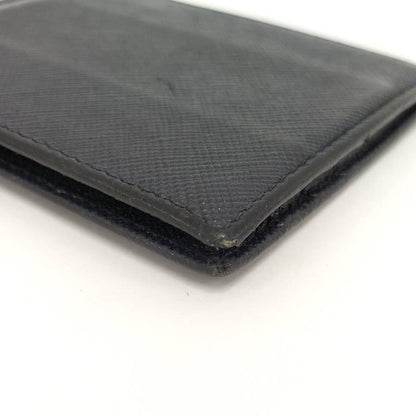 Prada Money Clip Bifold Wallet Leather Navy