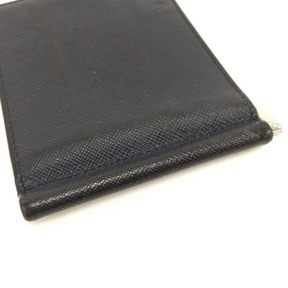 Prada Money Clip Bifold Wallet Leather Navy