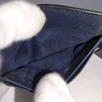 Prada Money Clip Bifold Wallet Leather Navy
