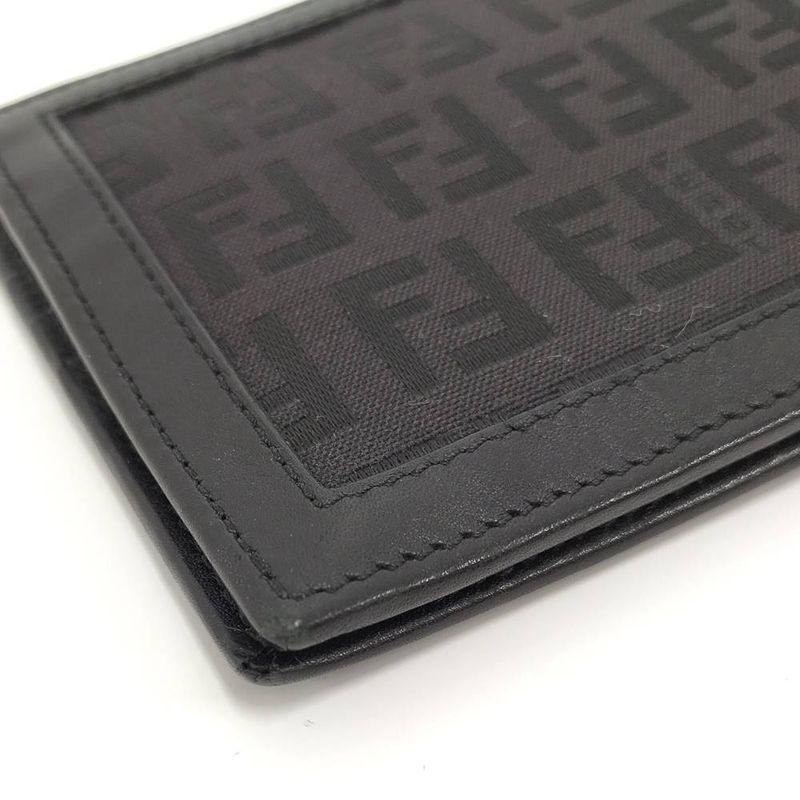 Fendi Bifold Wallet Zucca Leather Canvas Black