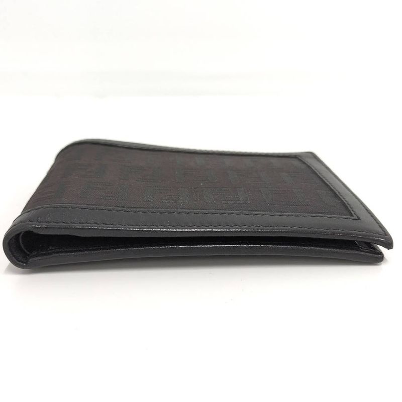 Fendi Bifold Wallet Zucca Leather Canvas Black