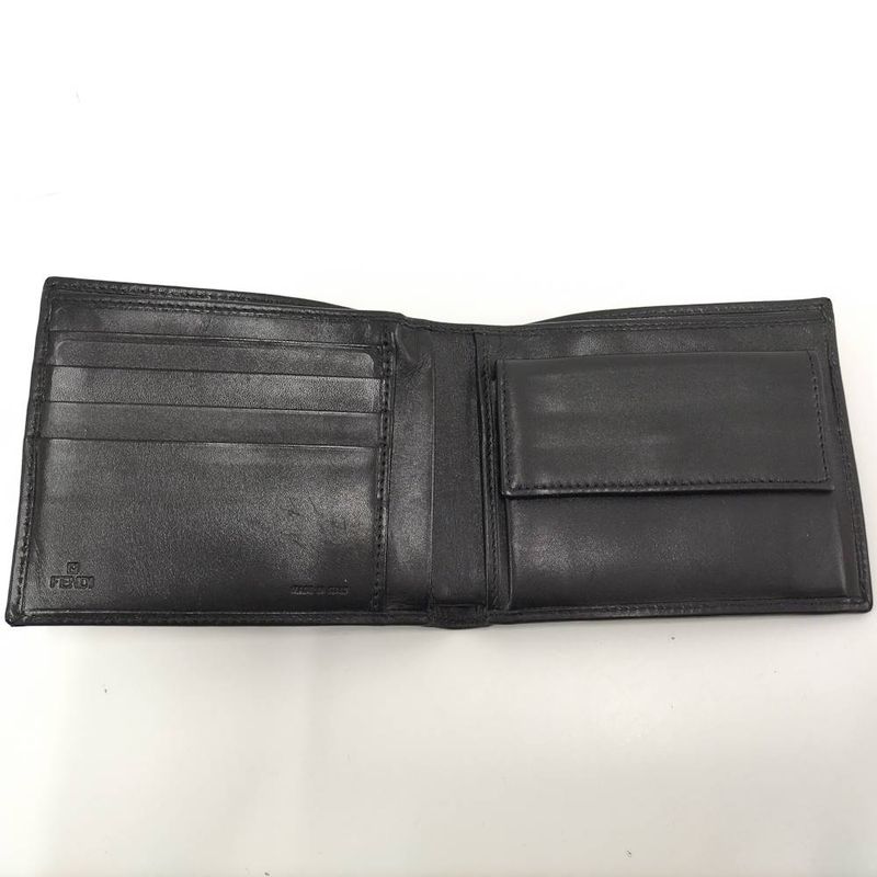 Fendi Bifold Wallet Zucca Leather Canvas Black