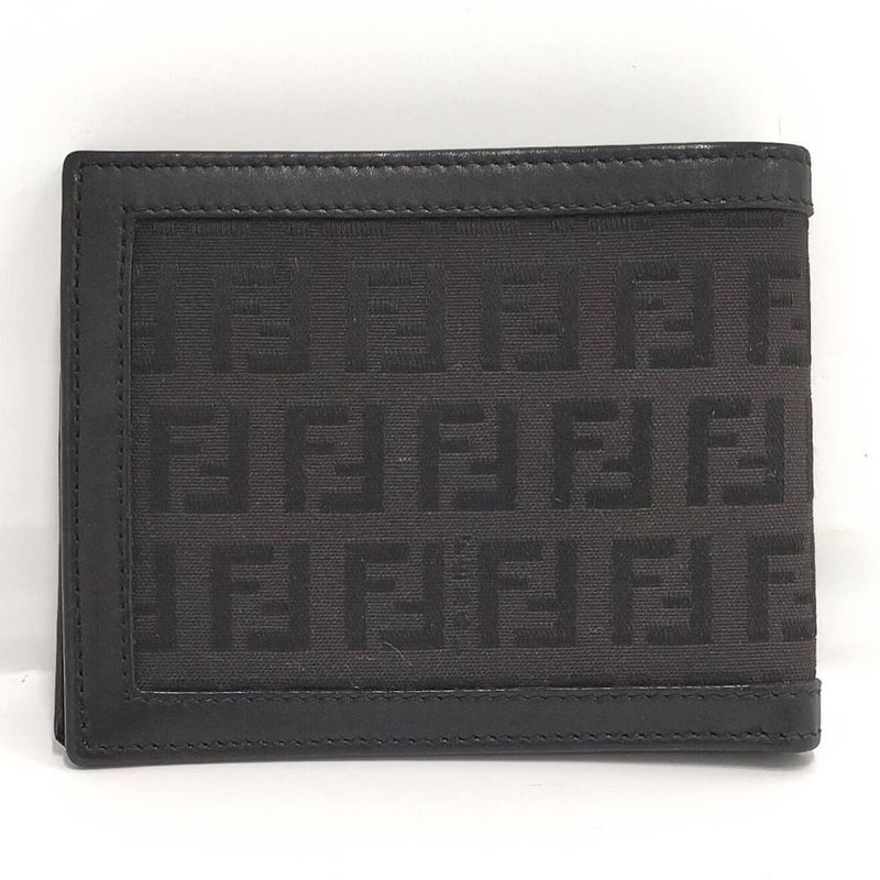 Fendi Bifold Wallet Zucca Leather Canvas Black