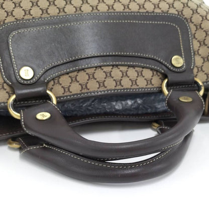 Celine Handbag Macadam Leather Canvas Beige Brown