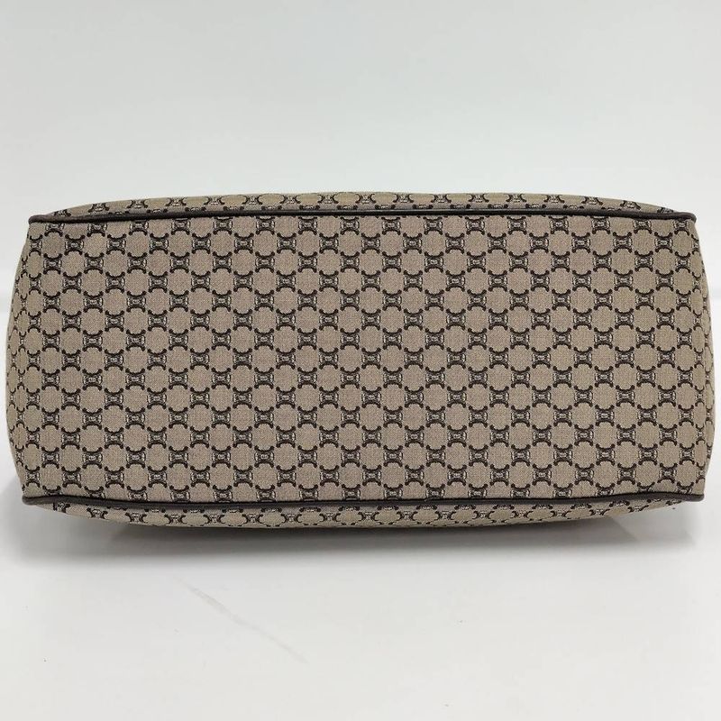 Celine Handbag Macadam Leather Canvas Beige Brown