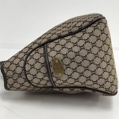 Celine Handbag Macadam Leather Canvas Beige Brown