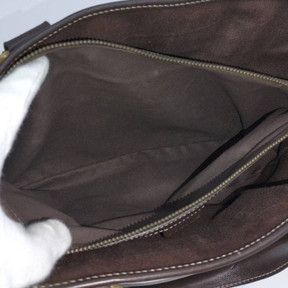 Celine Handbag Macadam Leather Canvas Beige Brown