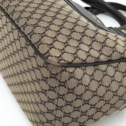 Celine Handbag Macadam Leather Canvas Beige Brown