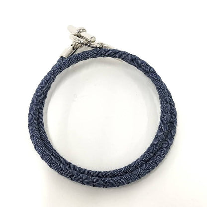 Hermes Glenan Double Tour Double Bracelet Navy Silver