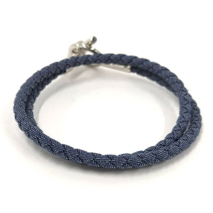 Hermes Glenan Double Tour Double Bracelet Navy Silver