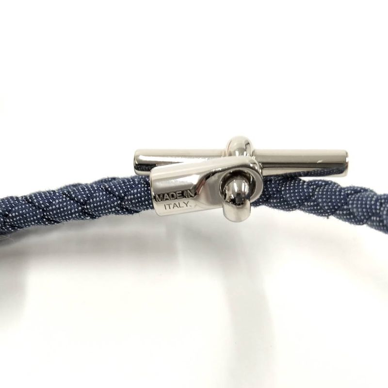 Hermes Glenan Double Tour Double Bracelet Navy Silver