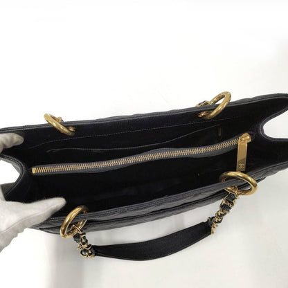 Chanel Grand Shopping Tote GST Tote Grand Shopping Tote Chain Quilted Caviar Leather Black