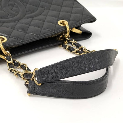 Chanel Grand Shopping Tote GST Tote Grand Shopping Tote Chain Quilted Caviar Leather Black