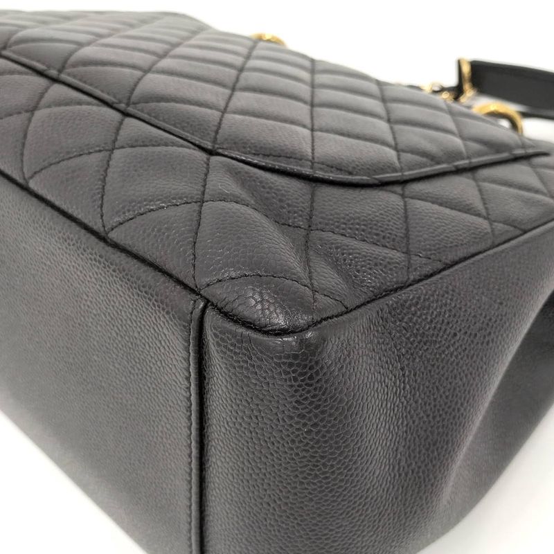 Chanel Grand Shopping Tote GST Tote Grand Shopping Tote Chain Quilted Caviar Leather Black