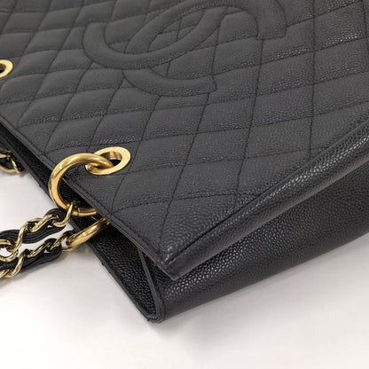 Chanel Grand Shopping Tote GST Tote Grand Shopping Tote Chain Quilted Caviar Leather Black