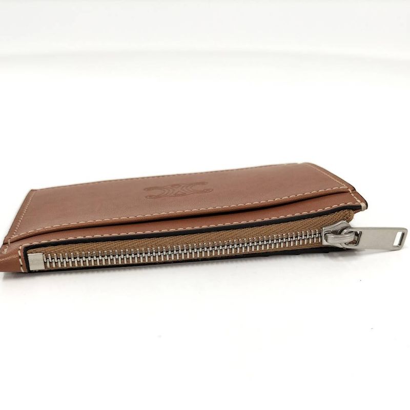 Celine Zip Card Case Leather Brown