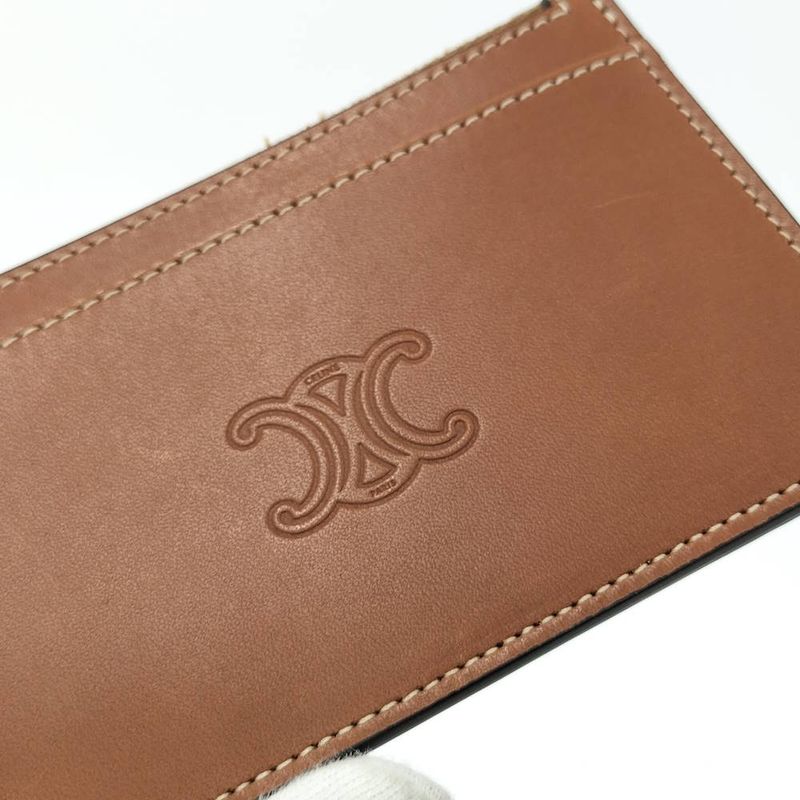 Celine Zip Card Case Leather Brown