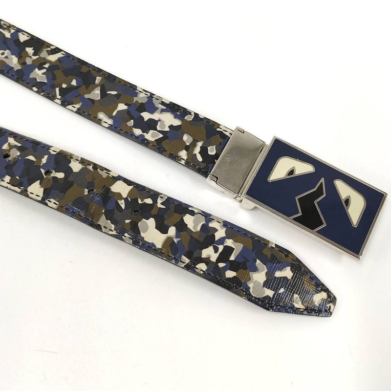 Fendi Belt Monster Star Bugs Eye Leather Multicolor Black