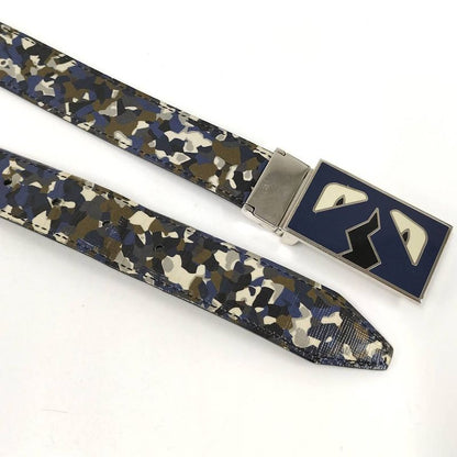 Fendi Belt Monster Star Bugs Eye Leather Multicolor Black