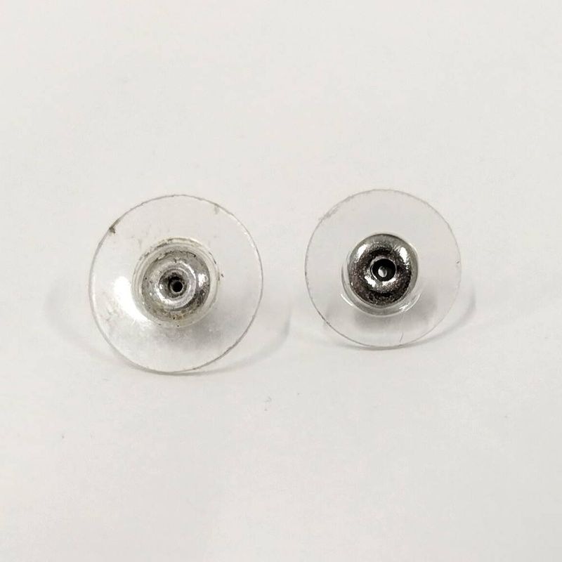 Chanel CC Logo Earrings Rhinestone Plated Silver