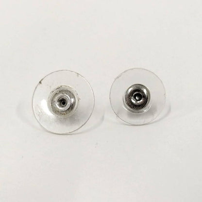 Chanel CC Logo Earrings Rhinestone Plated Silver