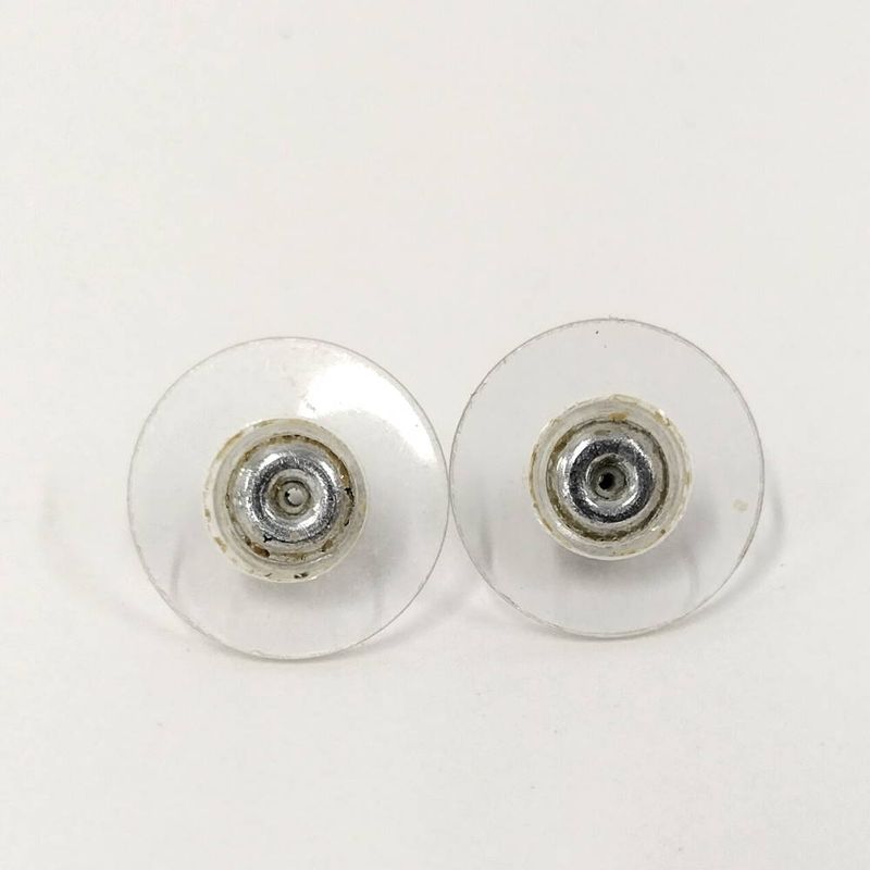 Chanel CC Logo Earrings Rhinestone Silver Plated