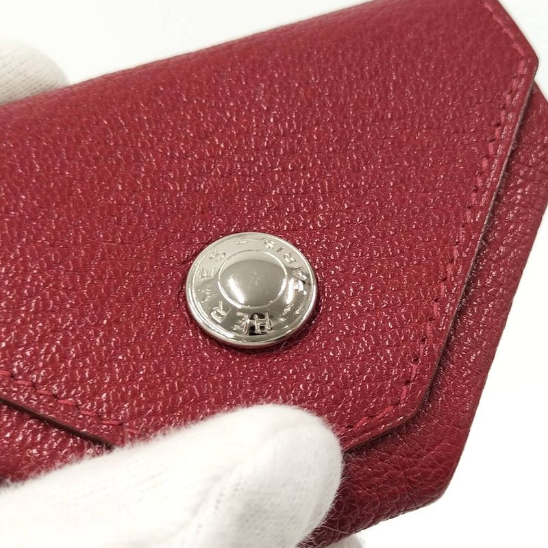 Hermes Levain Quatre Coin Purse Leather Red
