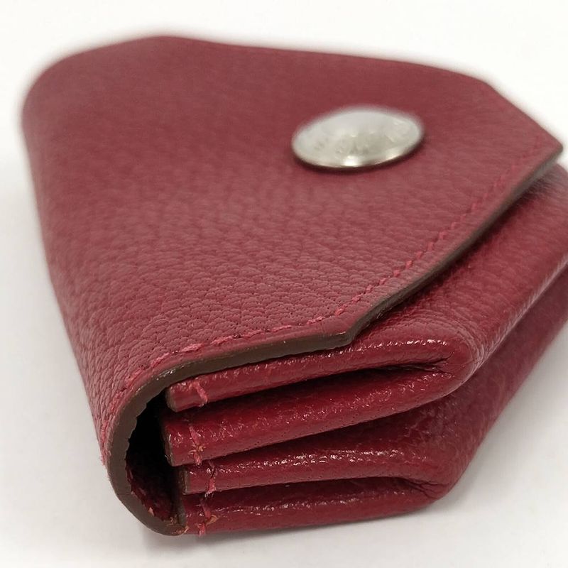 Hermes Levain Quatre Coin Purse Leather Red