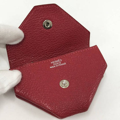 Hermes Levain Quatre Coin Purse Leather Red