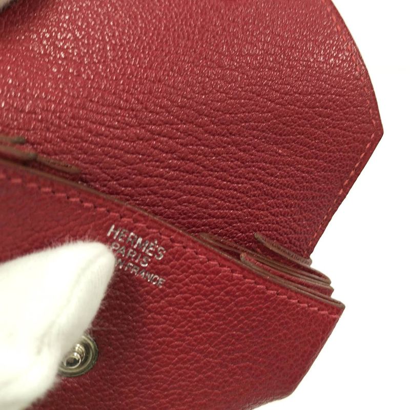 Hermes Levain Quatre Coin Purse Leather Red