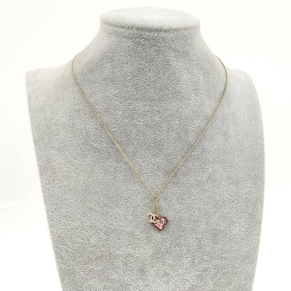 Chanel Necklace Heart CC Logo Silver