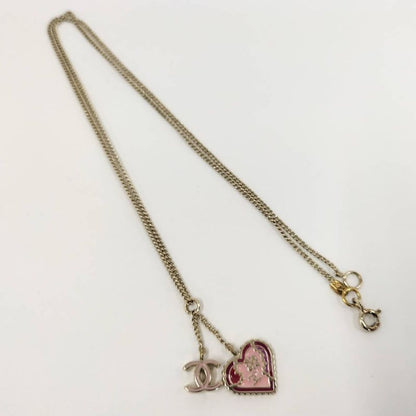 Chanel Necklace Heart CC Logo Silver