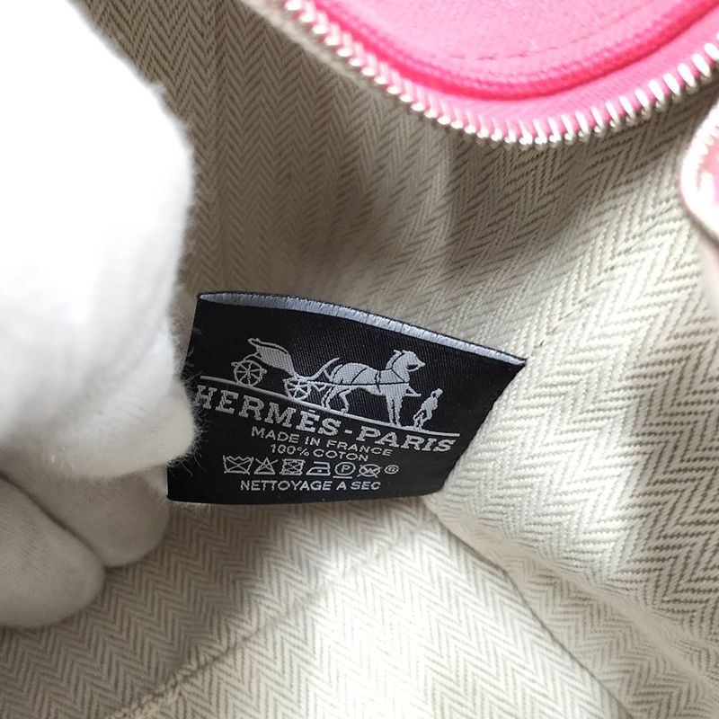 Hermes Bric-a-Brac PM Handbag Canvas Pink
