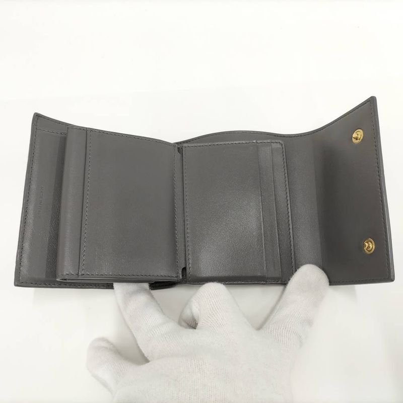 Celine Small Trifold Wallet Leather Gray