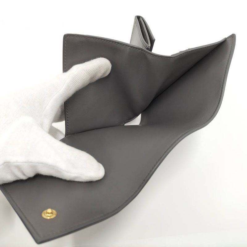 Celine Small Trifold Wallet Leather Gray