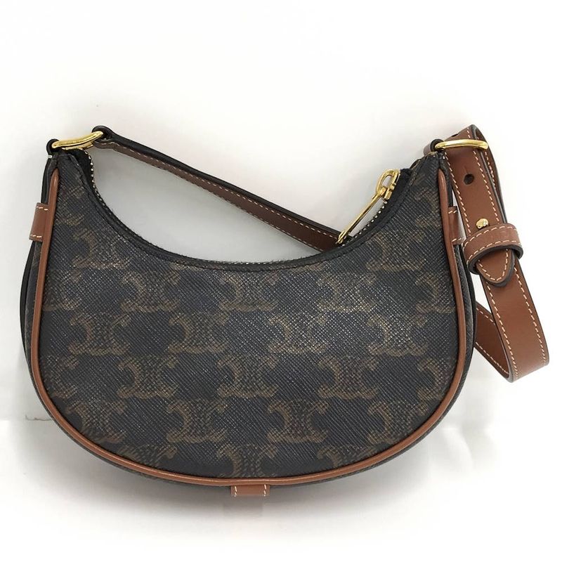 Celine One Shoulder Bag Mini Ava Triomphe Leather Black Brown