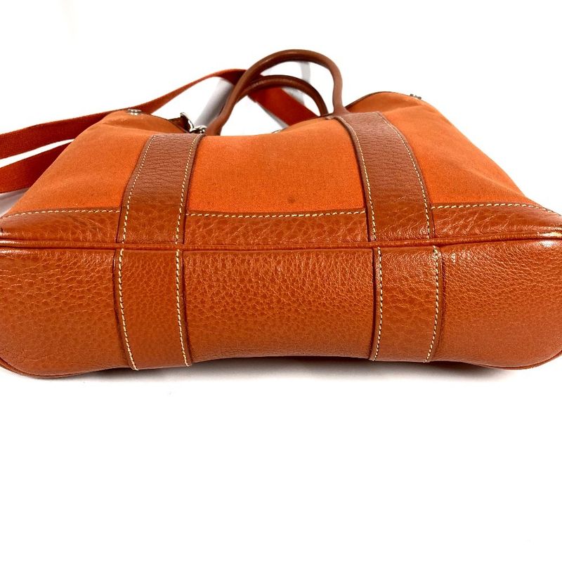Hermes Shoulder Bag Garden File PM Leather Canvas Orange