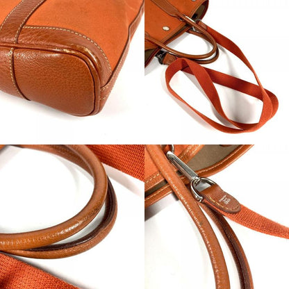 Hermes Shoulder Bag Garden File PM Leather Canvas Orange
