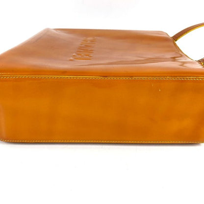 Chanel Shoulder Bag Logo Patent Leather Orange
